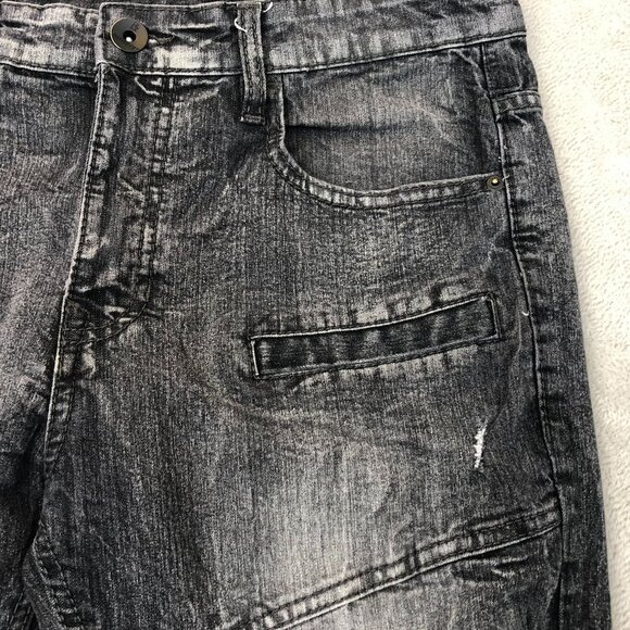 Southpole Mens Jeans Size 32x31 Measured Distressed Straight Biker Black Denim - Picture 8 of 15